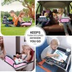 COOLBEBE Kids Travel Tray for Toddler Car Seat, 2PCS Travel Tray for Airplane, Toddler Car Seat Lap Tray, Carseat Table Tray for Kids Travel Activities(Dinosaur & Pink Unicorn) - Image 6