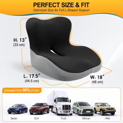 Memory Foam Car Seat Cushion with Lumbar Support, L-Shaped Ergonomic Design for Long Driving, Pressure-Relief Comfort for Car, SUV, Semi Truck & Office Chair - Image 6