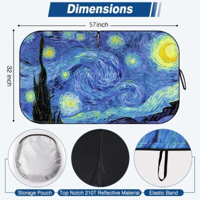 Windshield Sun Shade, Car Sun Shade Windshield Blocks UV Rays, Keep Car Interior Cool, Front Foldable Windshield Sunshade for Hatchback, Truck, SUV, MPV - Image 2