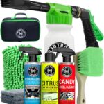 Wontolf CWK188 Car Wash Kit with Foam Gun, Car Wash Soap, Interior Detailer Cleaner, Wheel Cleaner, Car Care Cleaning Detailing Kit for Cars Trucks RVs SUVs Motorcycles (Works w/Garden Hose), 10 Items