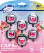 Air Jungles Honey Peach Scent Car Air Freshener Vent Clip, 6 Count Long Lasting Up to 180 days, Natural Essential Oil Car Fragrance for Women and Men, Odor Eliminator - 4ml Each