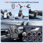 Upgraded 3-in-1 Car Phone Holder Mount [Powerful Suction] Phone Mount for Car Dashboard Air Vent Windshield,for All iPhone Android Phone (Black) - Image 2