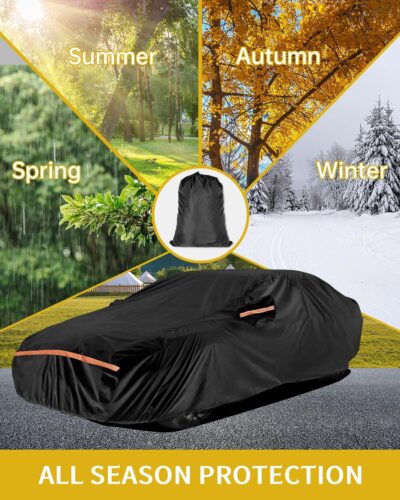 Car Cover Waterproof All Weather Custom Fit for Ford Mustang 1994-2025, 420D Oxford Full Outdoor Automtive Heavy Duty Covers Windproof Snowproof Dustproof UV Hail Protection Accessories - Image 5
