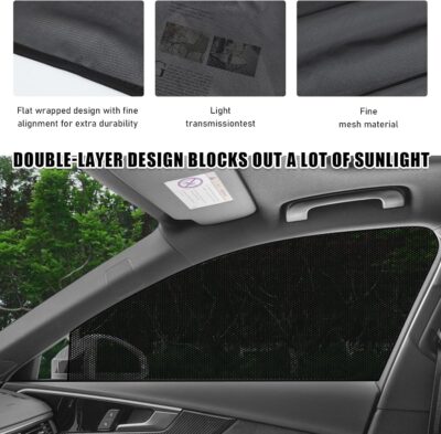 2 PCS Window Shades, Auto Front Rear Side Sun Shades for Block Heat & UV Protection, Breathable Mesh Baby Screen Covers, Universal Car Accessories (Back) - Image 3