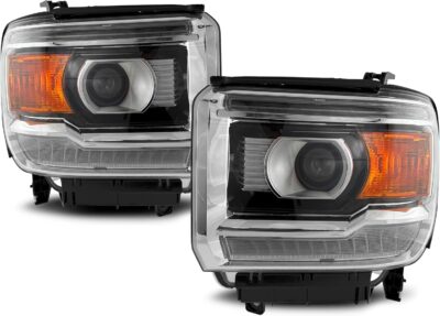 ALLIGATOR AUTO LIGHTS Compatible with GMC Sierra 1500 2014-2015, 2500HD/3500HD 2015-2019 Headlight Assembly Pair, with LED DRL, Bulbs Included, Halogen - Image 5