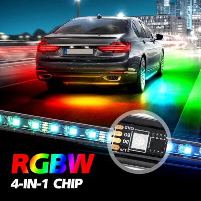 8PCS Car Underglow Light Bar Kit - Wireless App & Remote Control Dreamcolor Chasing Lights, Aluminum Exterior Underbody Multicolor Soundsync Neon Light Strip for Car Truck RV - Image 3