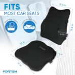 FORTEM Car Seat Cushion and Back Support Pillow, Memory Foam Car Wedge Cushion, Comfort Back Rest and Lumbar Support for Driving, Non Slip Seat Pad, Adjustable Straps, Washable Cover - Image 2