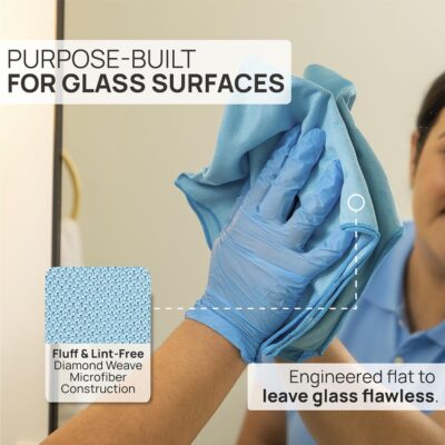 Claro 2 Step Glass Cleaning Cloth 8-Pack – Green Wet & Blue Dry Microfiber Towels Cleaning for Windows, Mirrors & Glass - Streak and Lint Free Cloth for Home, TV, Shower - Machine Washable - Image 3