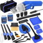 Viewsun 18PCS Car Cleaning Kit, Car Interior Detailing Kit with Blue High Power Handheld Vacuum, Detailing Brush Set, Windshield Cleaner, Cleaning Gel, Complete Auto Accessories for Men, Women