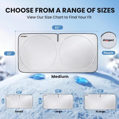 Windshield Sun Shade, Reflective Sunshade for Car Windshield with Mirror Cut-Out, Blocks 99% UV Rays & Keeps Vehicle Cool, Fits Cars, Trucks, SUVs & Vans, Fade-Resistant, (Medium) - Image 4