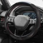 Car Steering Wheel Cover, 15 Inch Carbon Fiber Leather Stitching Color Steering Wheel Protector, Anti-Slip Elastic Breathable Steering Wheel Cover for Most Vehicles (Black)