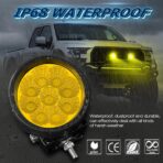 Round LED Pods Yellow, Niwaker 2PCS 54W 3 Inch Fog Lights Off Road Lighting Amber Driving Light Flood LED Light Pods Round Work Lights for Truck Pickup ATV UTV Motorcycle Tractor Boat - Image 6