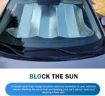Shakas Car Windshield Sun Shade, Thickened Bubble Heat-insulation Cooling Board, Foldable Interior Anti-aging Protection Sunproof Cover, for Cars Suction Cup installation Privacy Cover (Silver) - Image 7