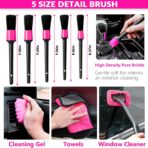 ThinkLearn Car Cleaning Kit, Car Vacuum Detailing Kit Interior with High Power Handheld Vacuum, Including 7Pcs Detailing Brush Set, Windshield Cleaner, Pink Car Accessories for Women - Image 6