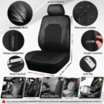 CAR PASS Leather and 3D Air Mesh Universal Fit Car Seat Covers, for Sedans,Trucks,Suvs,Airbag Compatible,Zipper Design and Reserved Opening Holes for Headrest(Full Set, Black and Black) - Image 2