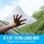 Air Jungles Glass and Window Cleaner Wipes 70 Count, Extra Large 8" x 10" Size Cleaning Wipes for Car Windshield, Headlight, Mirror, Tile and Home Glass Surface - Image 2