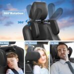 Car Headrest Pillow, Adjustable Head Rest Pillow for Car Seat, Head Neck Support for Kids Adults Travel Sleeping, Fit for Headrest with Poles (Black) - Image 5