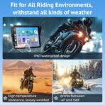 W722 for Motorcycle CarPlay & Android Auto,7" Waterproof Smart GPS Navigation System Screen,Car Play Moto with Light Sensor,Dual Bluetooth,Siri/G-Assist,EQ,USB/Hardwired Power Supply - Image 8
