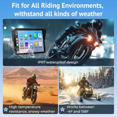 W722 for Motorcycle CarPlay & Android Auto,7" Waterproof Smart GPS Navigation System Screen,Car Play Moto with Light Sensor,Dual Bluetooth,Siri/G-Assist,EQ,USB/Hardwired Power Supply - Image 8