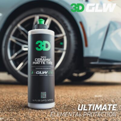 3D GLW Series SiO2 Ceramic Matte Tire Shine | Deep Matte Finish Tire Protectant | Hydrophobic & UV Resistant | Anti-Fade, No Sling | Pro Car Detailing |16 oz - Image 4