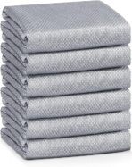 Streak Free Lint Free Microfiber Window Cleaning Cloth,Best Glass Car Shiny Wipes Mirror Shower Cleaning Cloth, Miracle Cloths for Glasses,Stainless Steel,Wine Glass Polishing Towels,Pack of 6,Grey