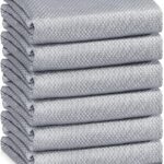 Streak Free Lint Free Microfiber Window Cleaning Cloth,Best Glass Car Shiny Wipes Mirror Shower Cleaning Cloth, Miracle Cloths for Glasses,Stainless Steel,Wine Glass Polishing Towels,Pack of 6,Grey