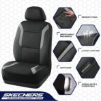 Skechers Memory Foam Car Seat Covers, Air Cool Mesh Thick Seat Covers, Gray Two Front Car Seat Protector, Airbag Compatible, Automotive Comfort & Protection for Most Cars, Van,Trucks, SUV,Grey - Image 3