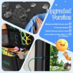 Car Backseat Organizer with Tablet Holder,11 Storage Pockets with Foldable Food Tray, Protector Kick Mats for Kids, Travel Accessories Organizer (Black, 2-Pack) - Image 2