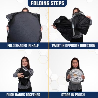 EcoNour Windshield Sunshade for Cars | Full-Coverage Heat & UV Protection | High-Performance Light Blocking Sun Shade | Foldable Design Keeps Interior Cool | Compact Storage- Medium - Image 8