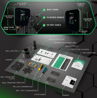 MACH 2:Fast Level 2 EV Charger 48 amp Garage-pro wall-Mount. Electric Vehicle Charging Station 4 Nema 14-50 Outlet. J1772 car Connector. Key Accessories: 30ft Cable & Tesla NACS evse Portable Adapter - Image 5
