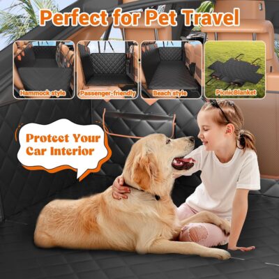 Dog Seat Cover for Back Seat, Hard Bottom Back Seat Extender Holds 500 lbs, Waterproof & Nonslip Car Hammock for Large Pets, Comfortable Travel Seat Protector for SUV and Sedan - Image 5
