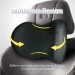 Super Comfy Car Headrest Pillow, Car Pillow for Neck Pain Relief with Adjustable Strap, 100% Memory Foam & Breathable Removable Cover, Ergonomic Design - Softness Travel Car Neck Pillow(Black, 1PC) - Image 6