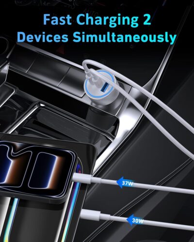 for iPhone 17/16/15 Pro Max Car Charger, 67W 3-Port Fast USB C Car Charger Power Cigarette Lighter Adapter with 3FT USB C to C Cable for iPhone 17/17 Pro/Air/17e/16/15 Pro Max/Plus/16e, iPad - Image 4