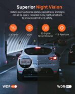 70mai 2.7K Dash Cam Front and Rear A500S, Dual Dash Camera for Cars, Dashcam with APP, Sony IMX335, ADAS, Built-in WiFi GPS, 2'' IPS Screen, WDR, Night Vision, 24/7 Parking Mode, Loop Recording - Image 4