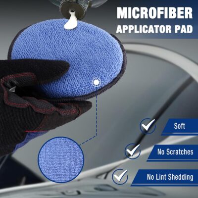 WORKPRO 18-Pack Car Wax Applicator Pads with Finger Pocket, Microfiber Soft Foam Polishing Pads for Car Detailing & Cleaning, Lint-Free, High Resilience - Image 4