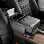 Car Armrest Cushion, Car Center Console Cover, Leather Armrest Cover for Car, Universal Middle Console Cushion with Storage Box, Cup Holder, Phone Slot, Waterproof Interior Accessories (Light gray)