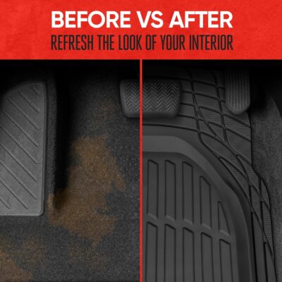 Motor Trend FlexTough Floor Mats for Cars, Black Deep Dish All-Weather Car Mats, Waterproof Trim-to Fit Automotive Floor Mats for Cars Trucks SUV, Universal Floor Liner Car Accessories - Image 6