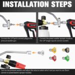 Pressure Washer Gun with Foam Cannon Kit, 1/4” Quick Connect, 5 Adjustable Nozzles & Dual Switch for Car Wash Foam Gun & Pressure Washer Gun - Image 8