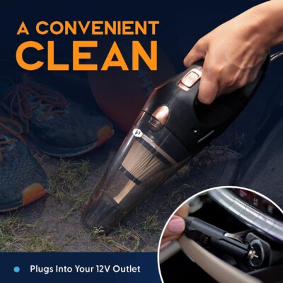 THISWORX Car Vacuum Cleaner - Portable, High Power, Handheld Vacuums w/ 3 Attachments, 16 Ft Cord & Bag - 12v, Auto Accessories Kit for Interior Detailing - Black - Image 5