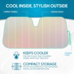 Iridescent Matte White Front Windshield Sunshade-Accordion Folding Auto Shade for Car Truck SUV-Blocks UV Rays Sun Visor Protector-Keeps Your Vehicle Cool- 58 x 27 in - Image 3