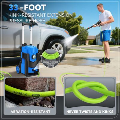 Pressure Cleaner 5000PSI, Heavy Duty Power Cleaner, with 4 Nozzles,Foam Cannon,33FT Hose and 500ml Soap Bottle,Car Wash Machine/Car/Driveway/Patio Clean (Blue) - Image 7