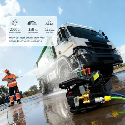 YOKING Pressure Washer, Max 150 bar, 12L/min, PM Inverter 3HP Motor,Horizontal Triplex Pump,60dB Quiet,with 7 Nozzles, Power Washer for Patios, Decks, & Sidewalks - Image 5