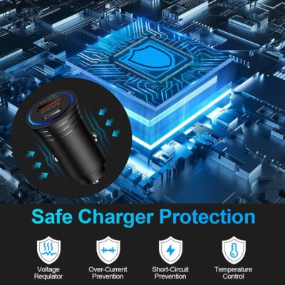 USB C Car Charger, 38W Fast Charge Car Charger Adapter PD&QC 3.0 Dual Port Cigarette Lighter USB Plug for iPhone 17e 17 Pro Max Air 16e 16 15 14 13 12 11 SE XR XS X 8, Samsung Galaxy S26 S25 S24 S23 - Image 4