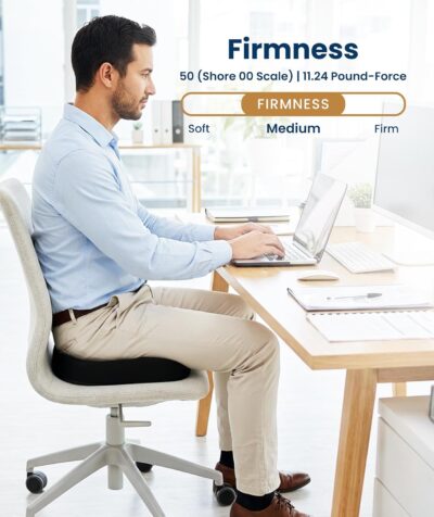 Everlasting Comfort Doctor Recommended Memory Foam Seat Cushion for Office Chairs & Car - Ergonomic Office Desk Accessories - Cushions for Tailbone Pain Relief, Sciatica (Black, Large) - Image 6