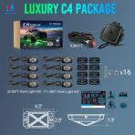 MICTUNING C4 RGBW Rock Lights Kit, 8 Pods 360° Ultra-Bright 4-Sided Wide Beam Angle Underglow Neon Accent Lighting Kit, Microphone Sync with APP Control, IP68 Waterproof - Image 8