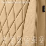 CAR PASS Piping Luxury PU Leather Two Front Car Seat Covers, Waterproof Anti Slip Seat Covers Compatible with Front Seat Armrests,Universal Fit for Suvs,Vans,Trucks,Airbag Compatible(All Beige) - Image 4