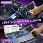 14.5KPA Computer Keyboard Vacuum Cleaner &110000RPM Electric Air Duster 3-in-1,Replaces Canned Air,for PC Tower & Car Laptop Sewing Machine Portable Keyboard Vac USB Desk Crumbs Dust Cleaners - Image 2