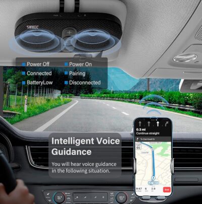 Bluetooth Car Speaker Phone: Hands Free Calling Kits 6W in car Speakerphone for Safe Driving - Support Siri Google Assistant Voice Calls/Motion Auto ON Off - BC990P - Image 9