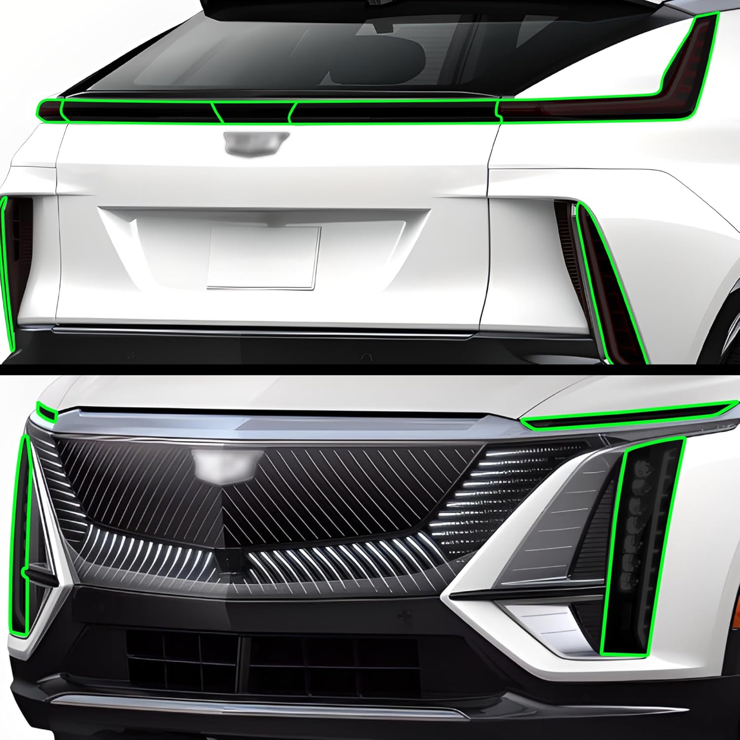 81sLybxb3BL._AC_SL1500_.jpg BOGAR TECH DESIGNS Full Headlight Taillight Tint Kit Compatible with Cadillac Lyriq 2023-2025, Dark Smoke - Image 1