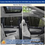 XCBYT Car Window Shades for 2014-2020 Grand Cherokee (Not for Grand Cherokee L) Sun Shade for Car Baby Side Window with Breathable Mesh Blocking 99% UV Glare and Privacy Protection for Safe Driving - Image 2